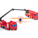 Set de bomberos de juguete Siku con camión de rescate, plataforma giratoria y avión de emergencias.