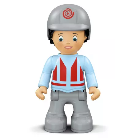 Juguete de granja Willy Worky con tractor cargador modular, figura articulada de granjero y accesorios de juego.