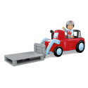 Juguete de granja Willy Worky con tractor cargador modular, figura articulada de granjero y accesorios de juego.