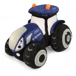Peluche de tractor New Holland T7 Blue Power azul con detalles realistas para coleccionistas y niños.