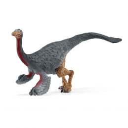 Figura de juguete del dinosaurio Gallimimus de Schleich pintada a mano con detalles realistas.