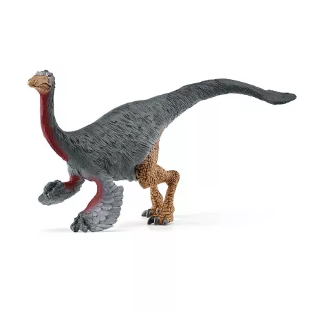 Figura de juguete del dinosaurio Gallimimus de Schleich pintada a mano con detalles realistas.