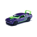 Dodge Challenger SRT Hellcat Siku personalizado violeta y verde a escala con puertas practicables