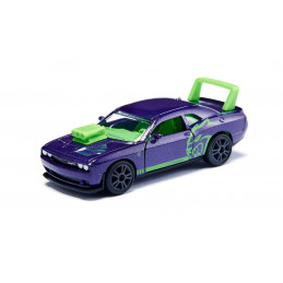 Dodge Challenger SRT Hellcat Siku personalizado violeta y verde a escala con puertas practicables