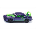 Dodge Challenger SRT Hellcat Siku personalizado violeta y verde a escala con puertas practicables