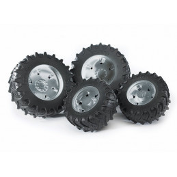 Neumáticos gemelos color plata para tractores de juguete Bruder serie 3000