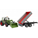 Tractor de juguete Fendt Vario 211 a escala 1:16 con cargador frontal y remolque Bruder.