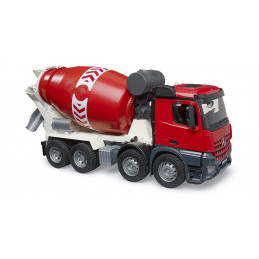 Camión hormigonera de juguete Mercedes-Benz Arocs de Bruder a escala 1:16 con tambor giratorio.