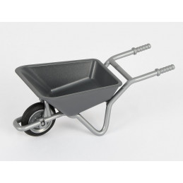 Carretilla de juguete Bruder a escala 1:16 para niños, ideal para juegos de construcción en casa y jardín.