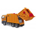 Camión de basura de juguete MAN TGS de Bruder a escala 1:16 con sistema de carga mecánico.