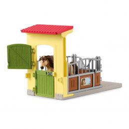Box de juguete Schleich para ponis con figura de semental islandés y accesorios de alimentación.