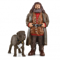 Figura Schleich de Hagrid y su perro Fang de Harry Potter, detallada y pintada a mano para coleccionistas.