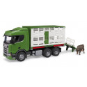 Camión de juguete para transporte de ganado Scania Super 560R con rampa y figura de vaca