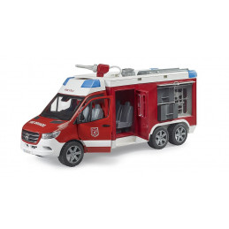 Camión de bomberos de juguete Mercedes-Benz Sprinter a escala 1:16 con luces, sonido y bomba de agua real.