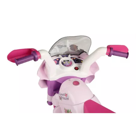 Moto eléctrica infantil Flower Princess rosa para niñas de 2 años con luces y sonidos