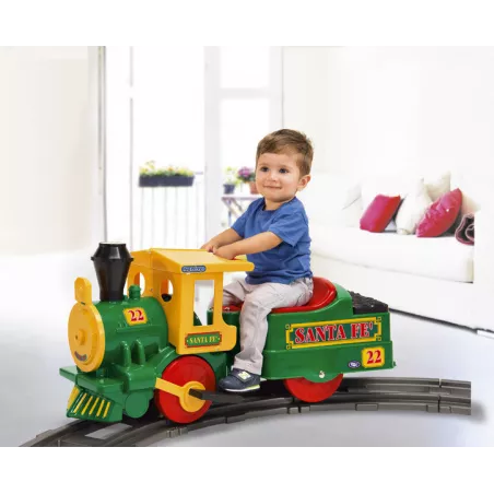 Tren eléctrico infantil Santa Fé Train de 6V para niños desde 2 años, utilizable con o sin vías.