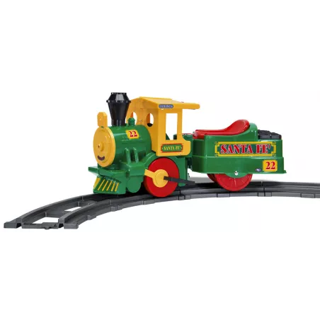 Tren eléctrico infantil Santa Fé Train de 6V para niños desde 2 años, utilizable con o sin vías.