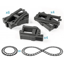 Set de expansión de vías de tren Train Rail de Peg-Pérego con vías rectas, curvas y cruce para niños.