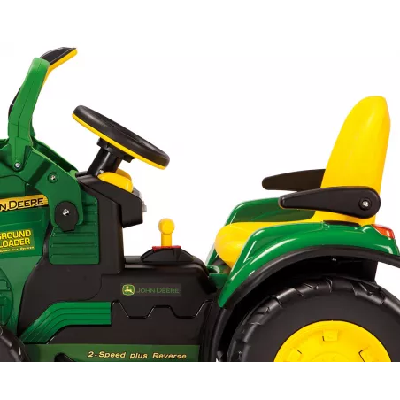 Tractor excavadora eléctrica infantil John Deere Ground Loader de 12V con pala móvil para niños.