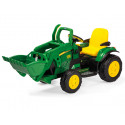 Tractor excavadora eléctrica infantil John Deere Ground Loader de 12V con pala móvil para niños.