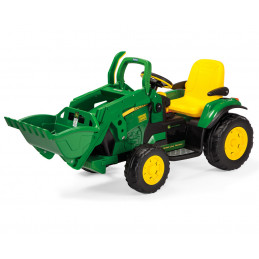 Tractor excavadora eléctrica infantil John Deere Ground Loader de 12V con pala móvil para niños.