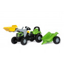 Tractor Deutz-fahr con pala y remolque a pedales