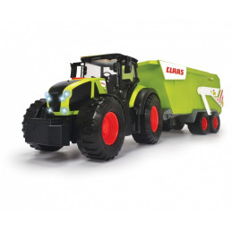 Tractor de juguete Claas Farm Trailer de 64 cm con volquete móvil, luces y sonidos para niños.
