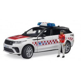 Juguete Range Rover Velar de emergencias Bruder con figura de médico y módulo de luz y sonido.