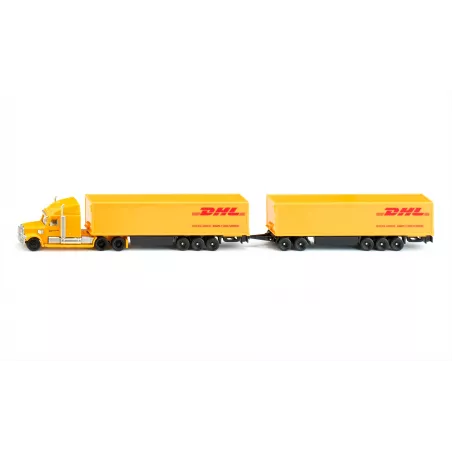 Maqueta de tren de carretera DHL a escala 1:87 de metal y plástico