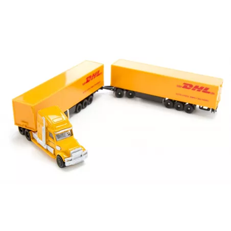 Maqueta de tren de carretera DHL a escala 1:87 de metal y plástico