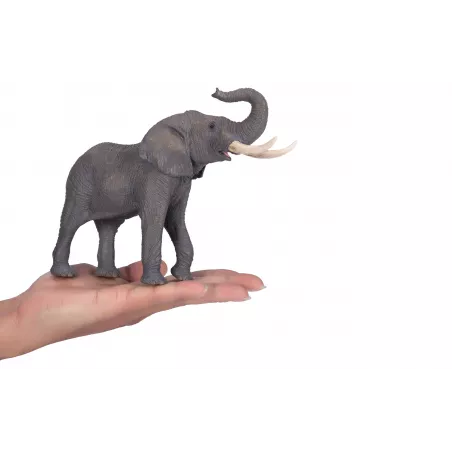 Figura de juguete de elefante africano realista y pintada a mano para niños y coleccionistas.
