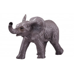 Figura realista de bebé elefante africano de juguete pintada a mano para coleccionistas y juego educativo.