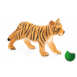 Figura de juguete de cachorro de tigre de pie marca Mojo con detalles realistas de pelaje y rayas.
