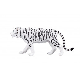 Figura decorativa de tigre blanco con diseño realista y detallado para coleccionistas.