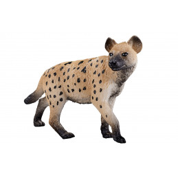 Figura de hiena realista y detallada para coleccionistas y educación sobre fauna salvaje.