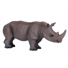Figura realista de rinoceronte blanco pintada a mano para coleccionistas y juego educativo.