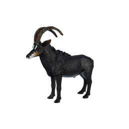 Figura decorativa realista de antílope sable esculpida con detalle para coleccionistas de fauna.