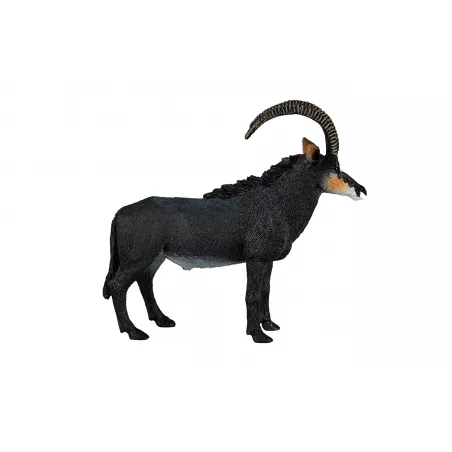 Figura decorativa realista de antílope sable esculpida con detalle para coleccionistas de fauna.