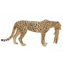 Figura de juguete de guepardo hembra con cachorro pintada a mano de Mojo para colección y juego.