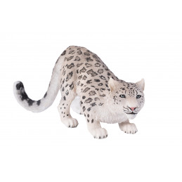 Figura realista de leopardo de las nieves con detalles anatómicos de alta calidad para coleccionistas.