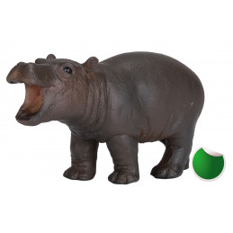 Figura realista de hipopótamo bebé de juguete marca Mojo para colección y juego infantil.