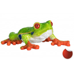 Réplica realista de la rana arborícola de ojos rojos Mojo, figura decorativa y coleccionable.