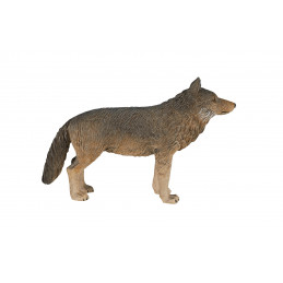 Figura decorativa detallada de lobo vigilante con diseño realista y compacto para coleccionistas.